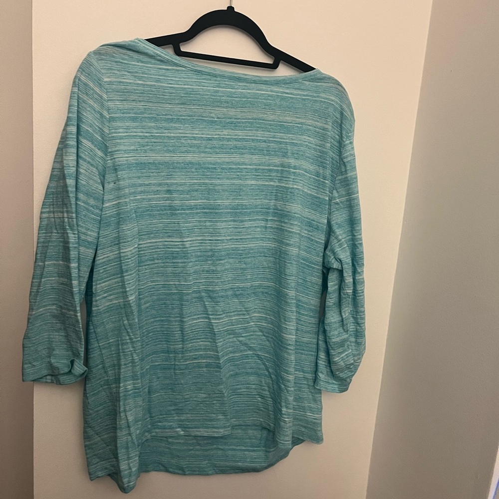 Talbots Aqua 2x 3/4 Sleeve Top - Small stripes